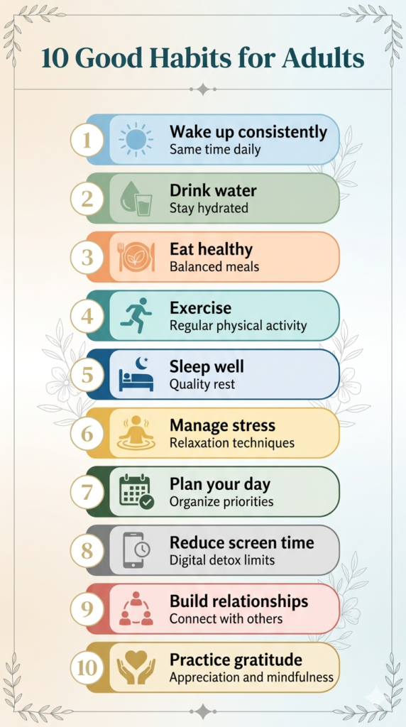 what are the 10 good habits for adults?