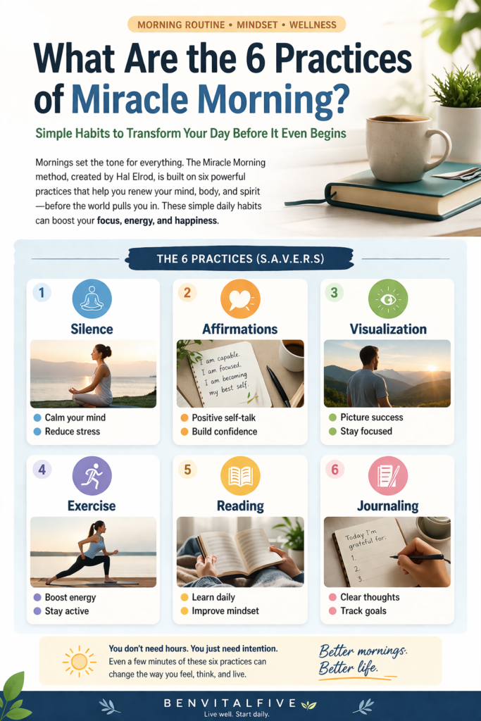 What are the 6 practices of Miracle morning?