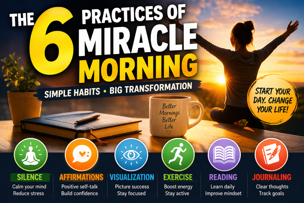 What are the 6 practices of Miracle morning?